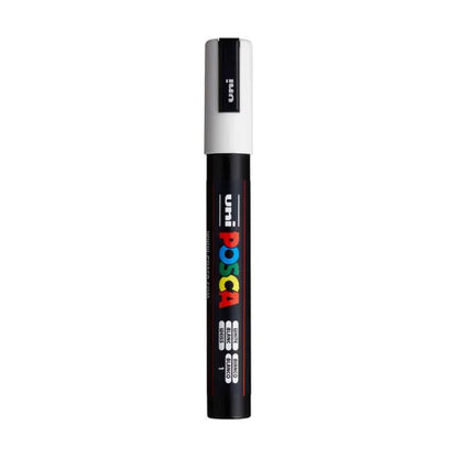 White Uni Posca Marker Pen Medium Bullet Tip 1.8 - 2.5mm PC5M