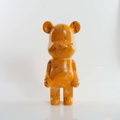 Yellow White & Black Marble Bear 28cm
